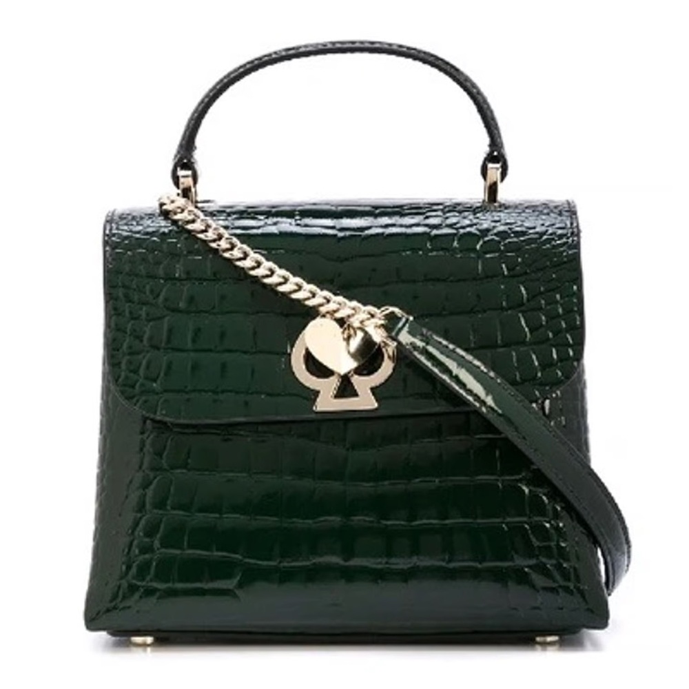 ‼️Kate Spade Mini Romy Twistlock Croc-embossed Leather Satchel Crossbody Bag